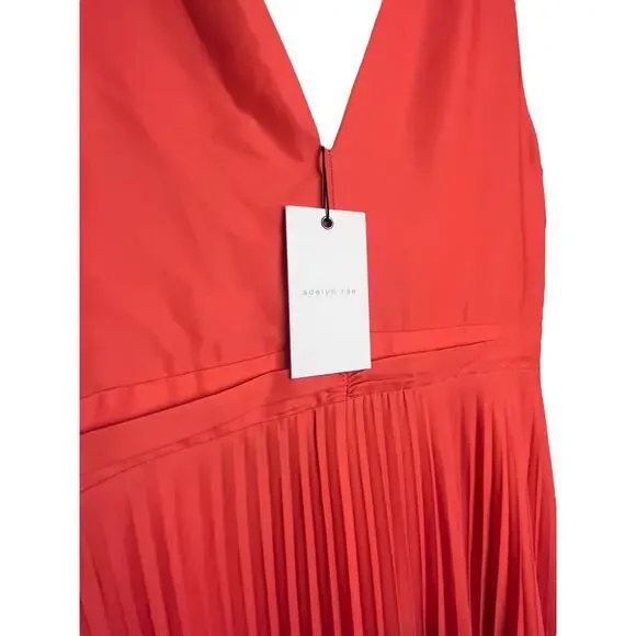 Adelyn Rae Sharkbite Pleated Cocktail Dress | Womens L, Orange, Ombre Blue NEW - Picture 10 of 11